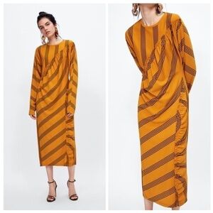 ZARA Striped Gathered Dress